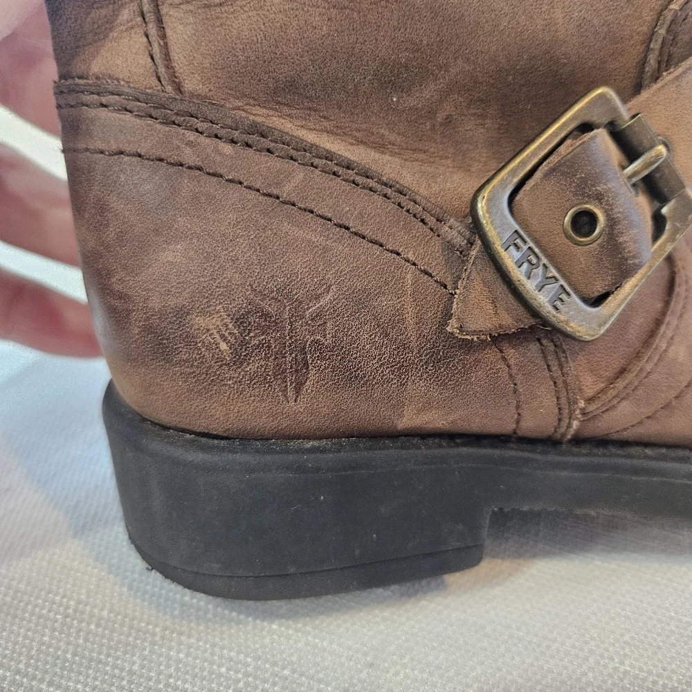 Small Frye Engineer Boots Brown Leather Girl Size 13.5 - Picture 4 of 8